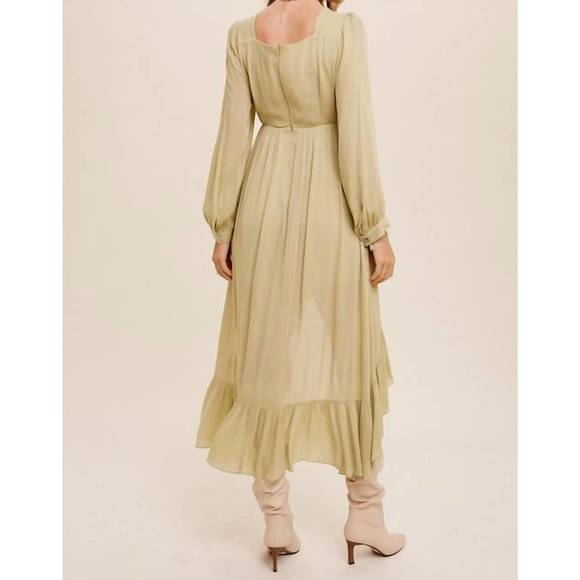 NEW LISTICLE high low ruffled wrap style maxi dress in light olive - Picture 4 of 5